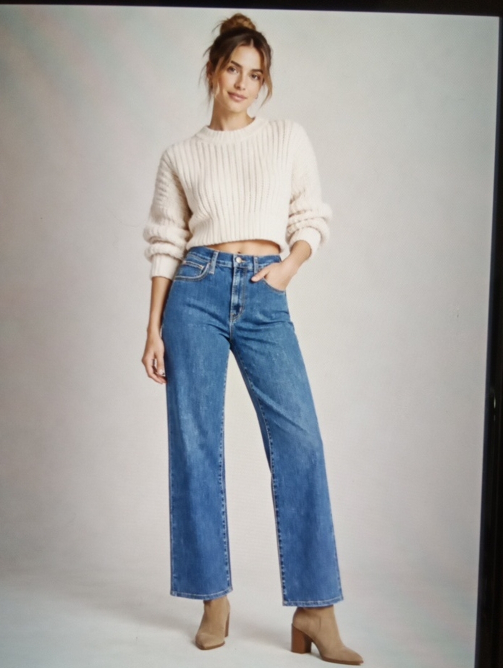 Hudson Rosalie High Rise Wide Leg Ankle Classic  Designer Cropped Womens 27